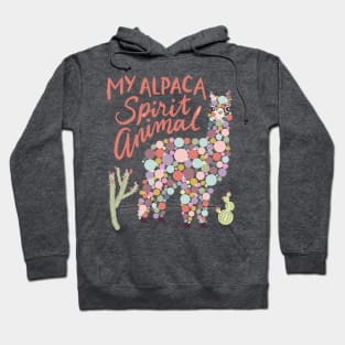 My Alpaca Spirit Animal Colorful Circles Desert Cactus Hoodie